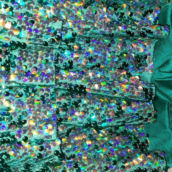 Teal Sequined Performance Jumpsuit - Picture 5 of 12